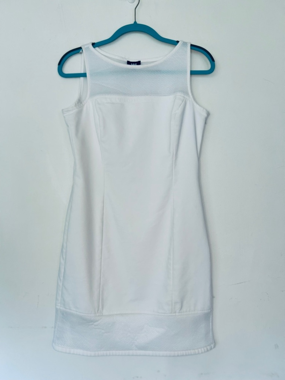 W BY WORTH White Mini Sheath Dress - Mesh Yoke & Hem Size 6